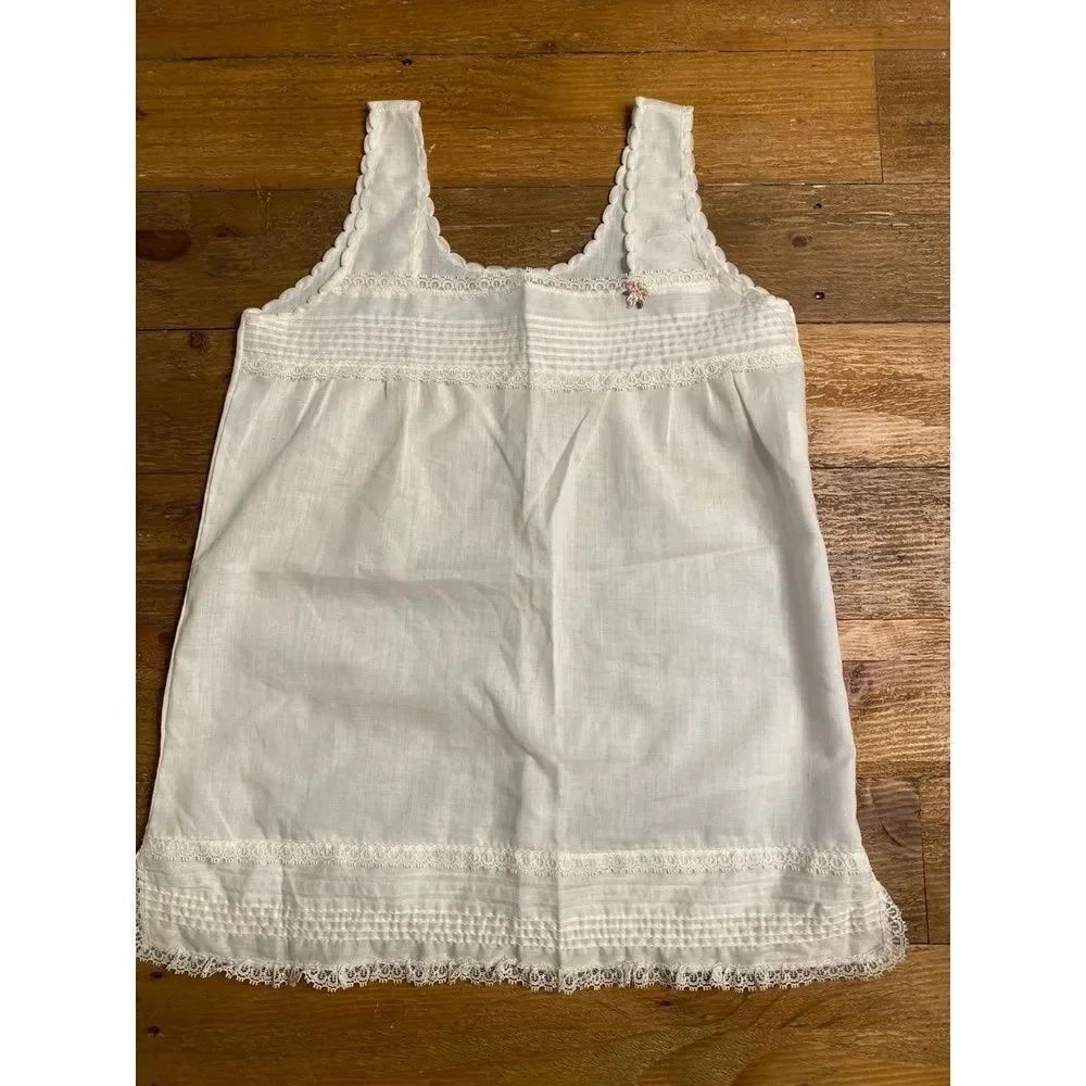Miss B size 5 toddler girl tank top light lace floral white vintage
